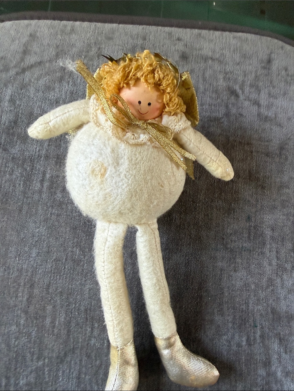 Plush Cream Angel Doll with Gold Accents